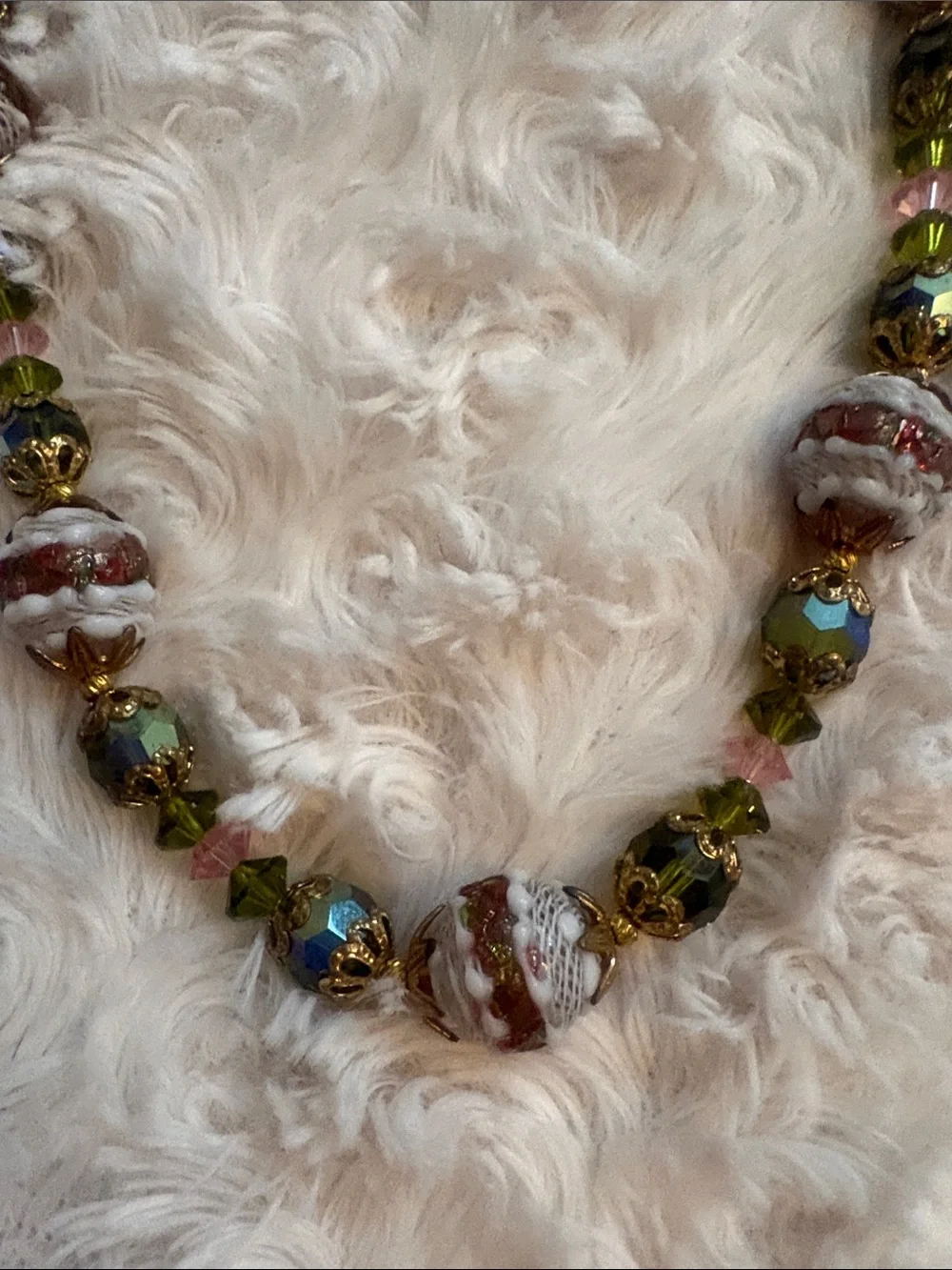 Handcrafted Green and Brown Beaded Necklace